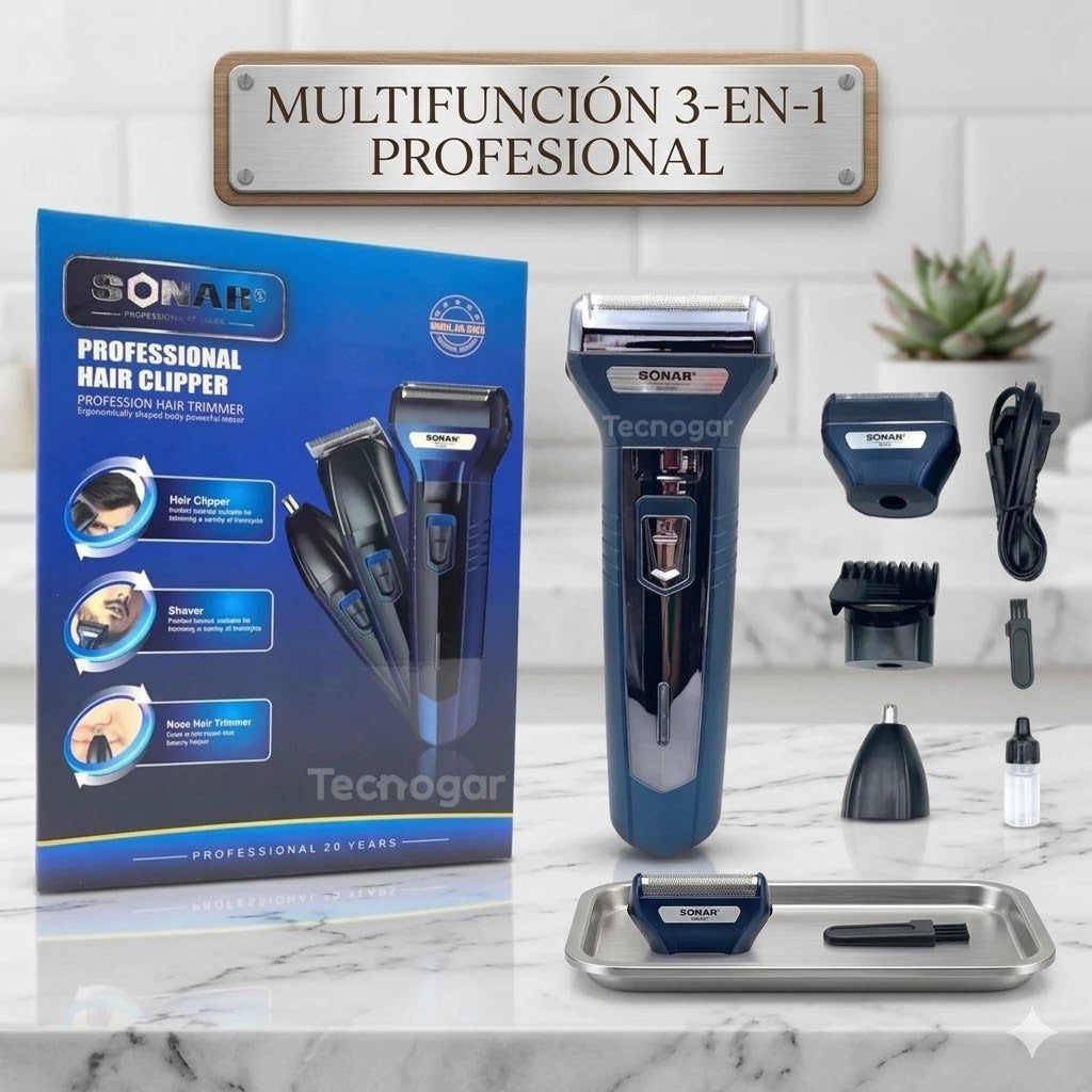 MÁQUINA PROFESIONAL SONAR 3 EN 1 Cabello, Barba y Nariz💈✂️