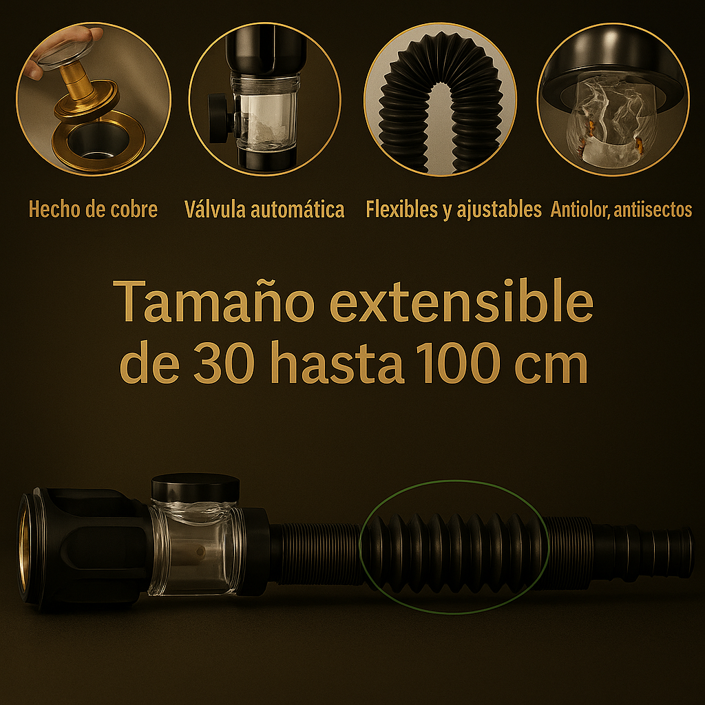 KIT Drenaje Flexible TAMAÑO UNIVERSAL para lavaderos de cocina y baño
