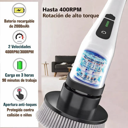 Cepillo Eléctrico Inalámbrico 9 en 1: Azulejos, Baños y Pisos.