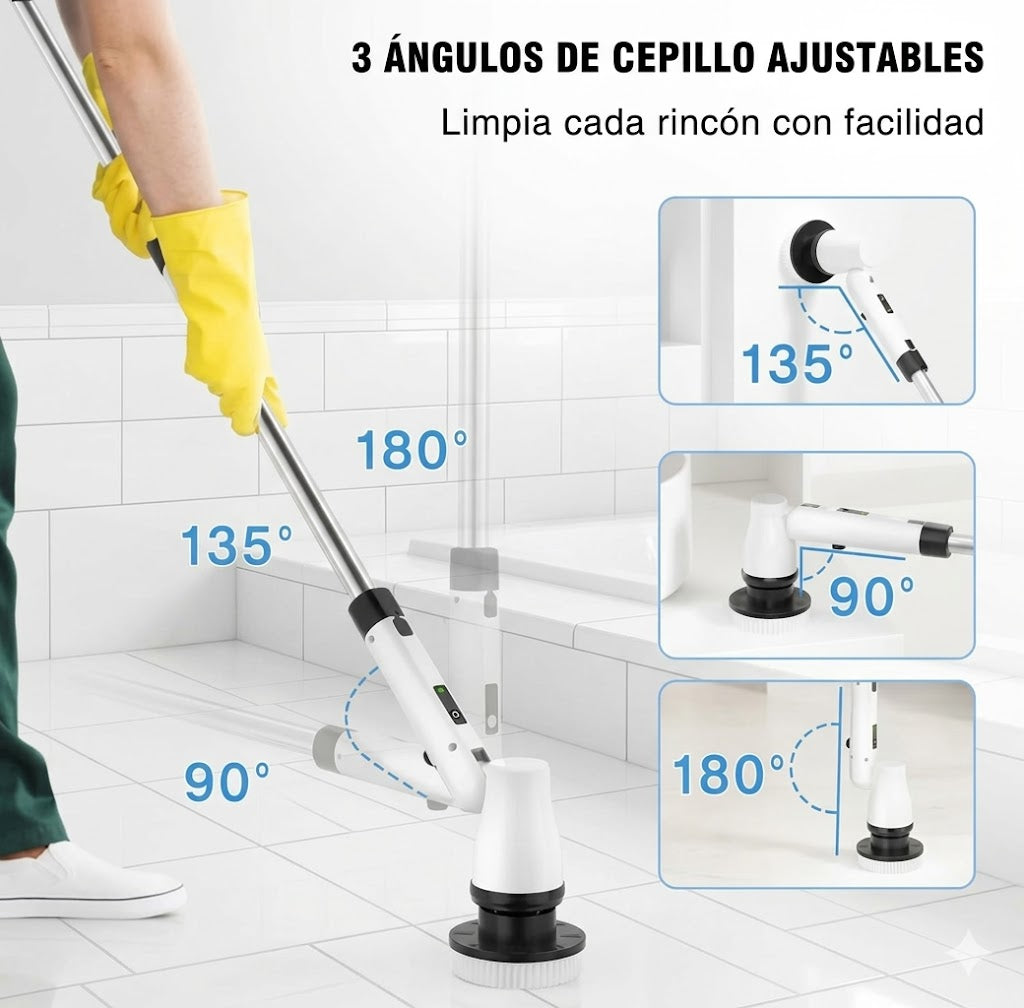 Cepillo Eléctrico Inalámbrico 9 en 1: Azulejos, Baños y Pisos.