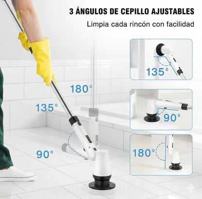 Cepillo Eléctrico Inalámbrico 9 en 1: Azulejos, Baños y Pisos.
