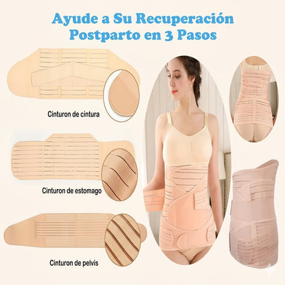Faja para Embarazo y Post parto de 3 Piezas Abdomen, Cintura y Pelvis
