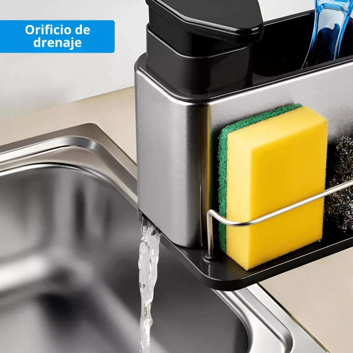Dispensador de lavavajilla de acero inoxidable