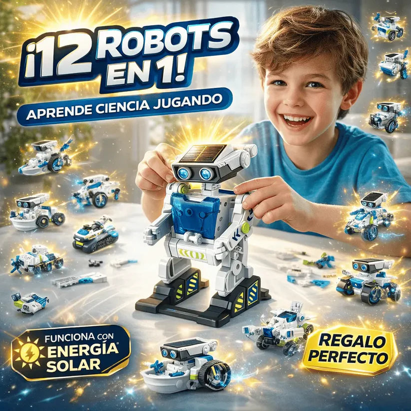 Kit Robot Solar 12 en 1: ¡Con panel solar! ☀️