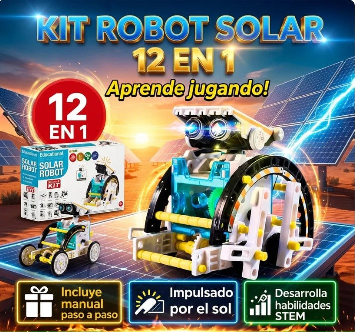 Kit Robot Solar 12 en 1: ¡Con panel solar! ☀️