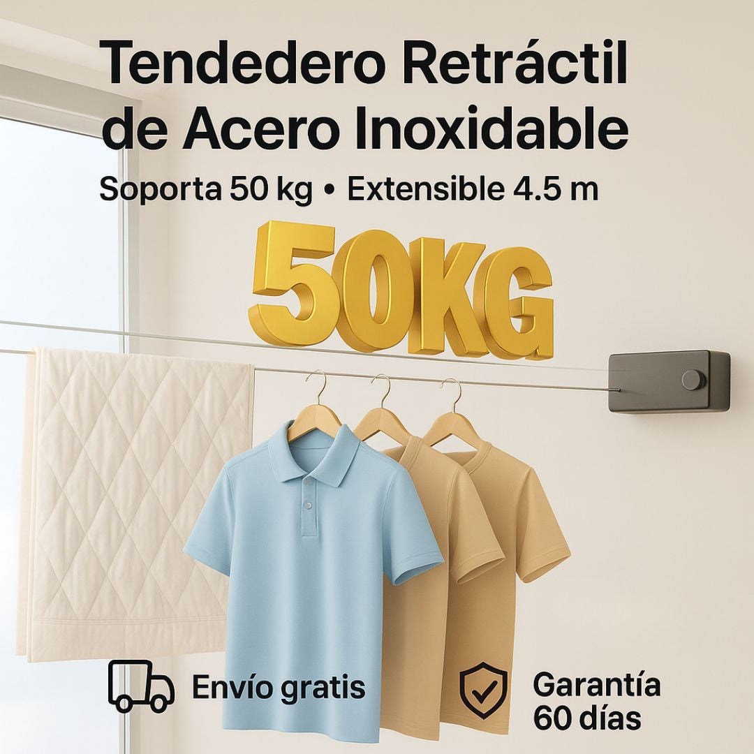 Tendedero Retráctil 4.5 METROS | ACERO INOX
