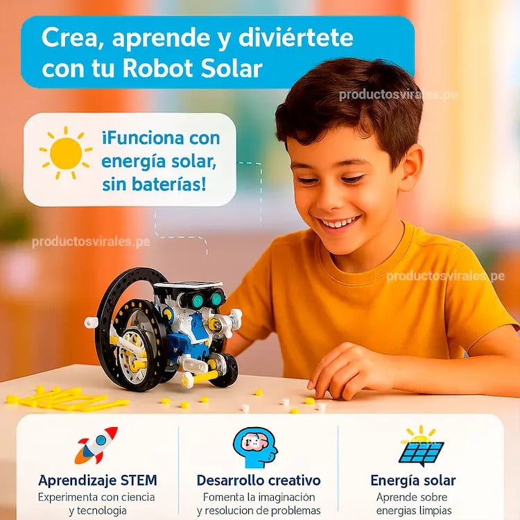 Kit Robot Solar 12 en 1: ¡Con panel solar! ☀️