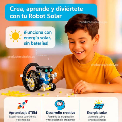 Kit Robot Solar 12 en 1: ¡Con panel solar! ☀️