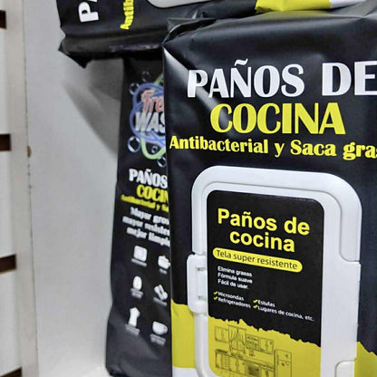 PAÑOS QUITA GRASA ANTIBACTERIAL 50 UNIDADES
