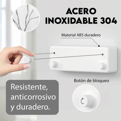 Tendedero Retráctil 4.5 METROS | ACERO INOX