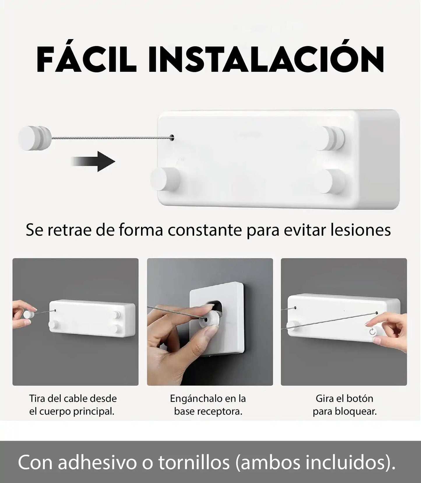 Tendedero Retráctil 4.5 METROS | ACERO INOX