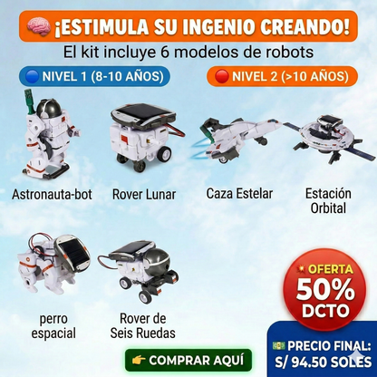 Kit Robot Espacial 6 en 1 ¡Con panel solar! ☀️