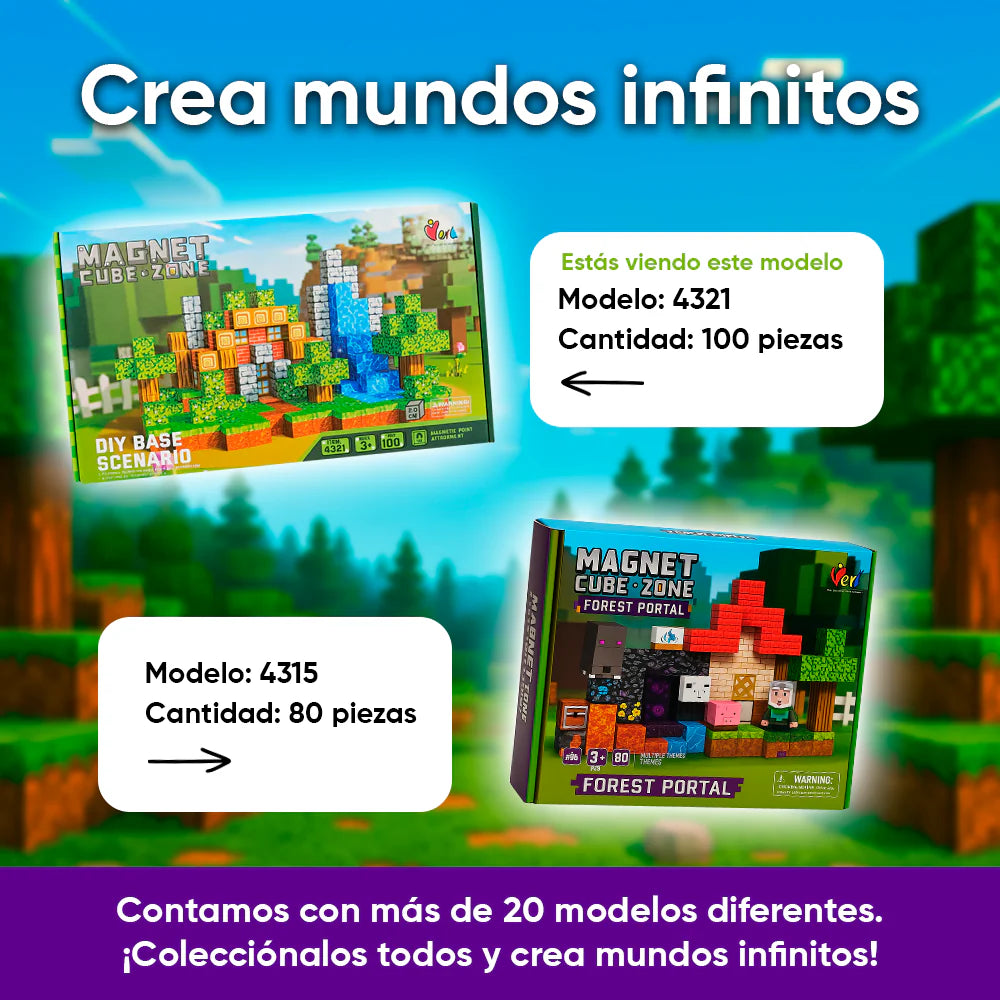 Mundo Magnético Minecraft - 100 piezas | Original