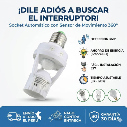 Socket Sensor Movimiento: Convierte tu foco común en una luz automática 💡