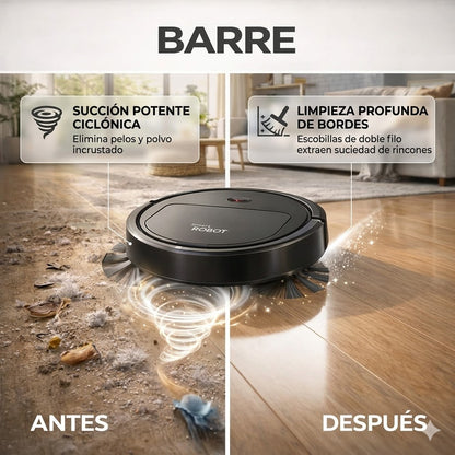 ROBOT ASPIRADORA INTELIGENTE - 3 EN 1 (BARRE, ASPIRA Y TRAPEA)